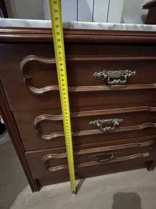 Mesilla de noche madera y mármol antigua