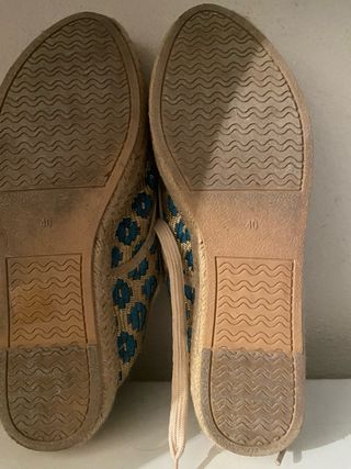 Zapatillas esparto azul turquesa  y dorado