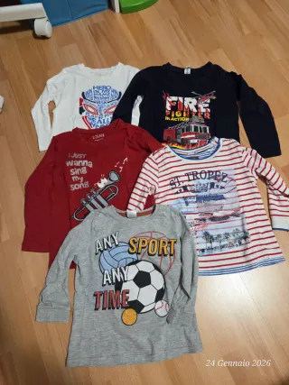 5 magliette maniche lunghe bimbo 2/3 anni 98/104cm