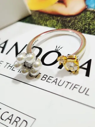 Anillo abierto Bridgerton Abeja con flor de perlas