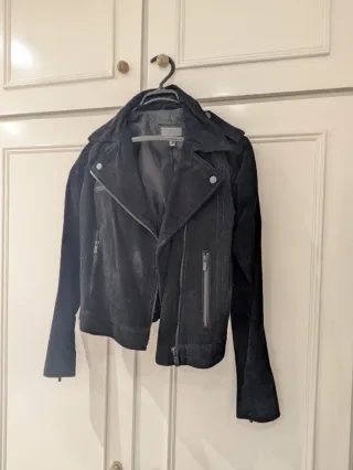 Chaqueta Biker Piel Negra Mango Talla M