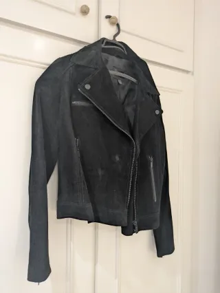 Chaqueta Biker Piel Negra Mango Talla M