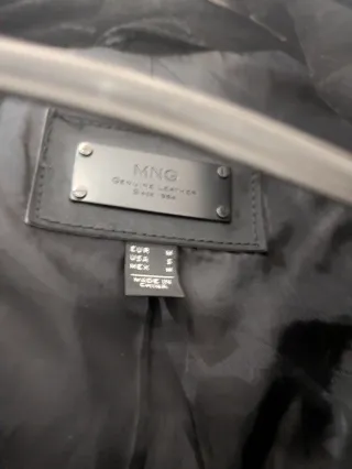 Chaqueta Biker Piel Negra Mango Talla M