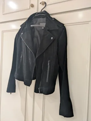 Chaqueta Biker Piel Negra Mango Talla M