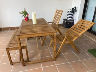 Conjunto jardín TEKA (mesa+banco+2 Sillas reclinab