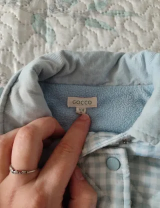 Abrigo cuadros Vichy azul y blanco 9/12 meses