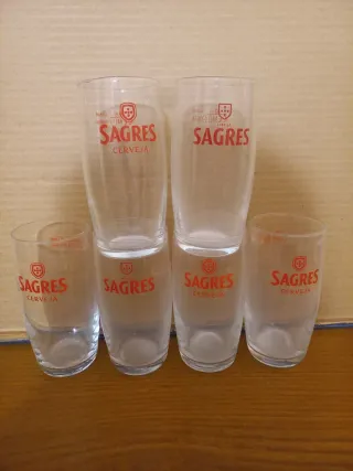 6 Copos Sagres Cerveja Vidro Todos 5€