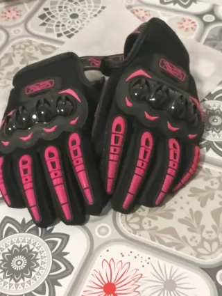 Guantes Moto Negro y Rosa v