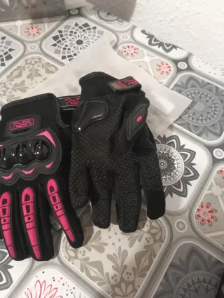 Guantes Moto Negro y Rosa v