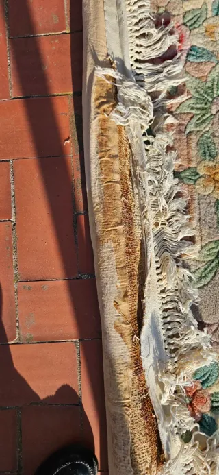 Alfombra beige y rosa con flores