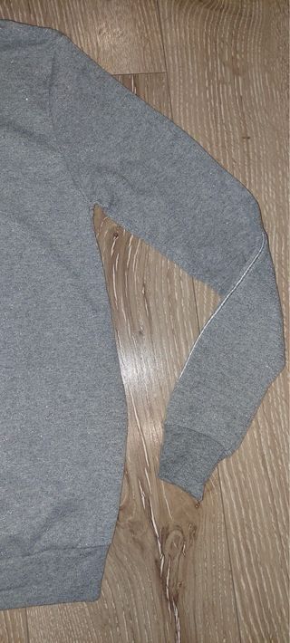 Sudadera gris con capucha y texto