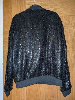 Chaqueta bomber lentejuelas negra