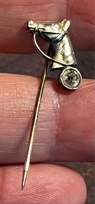 Spilla vintage cavallo zircone argento