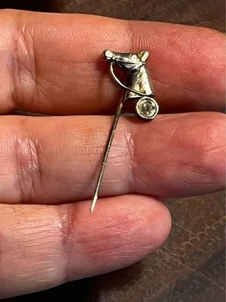 Spilla vintage cavallo zircone argento