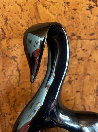 Escultura Cisne Negro Cerámica Brillante