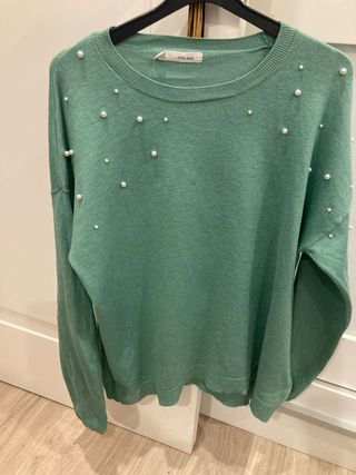 Jersey verde con perlas