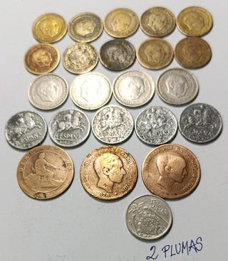 Lote 23 monedas antiguas España gastadas