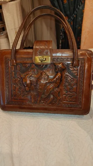 Bolso vintage piel repujada mexicano