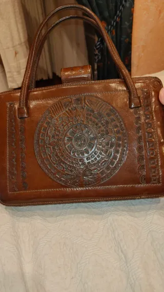 Bolso vintage piel repujada mexicano
