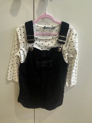 Conjunto Jumper Negro y Camiseta Lunares