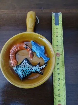 Piatto ceramica con 3 decorazioni marine