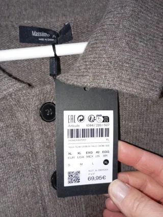 Jersey Massimo Dutti Caballero Talla XL Marrón