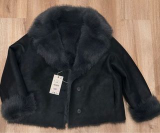 Abrigo Zara Negro/Gris Talla L