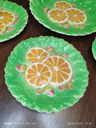 Set Vintage Cerámica Naranja y Verde