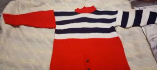 Jersey tejido a mano rayas azul/rojo