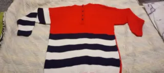 Jersey tejido a mano rayas azul/rojo