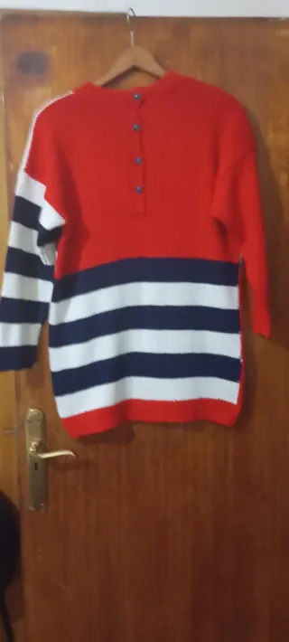 Jersey tejido a mano rayas azul/rojo