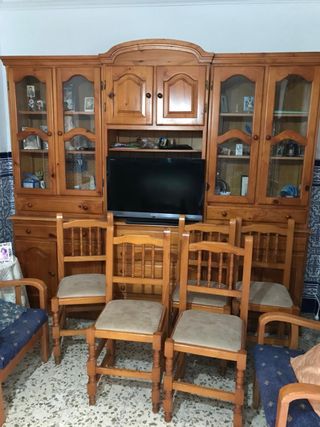 Mueble salón provenzal + 5 sillas y televisión