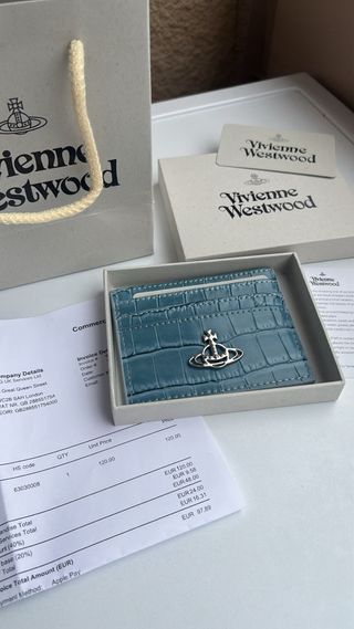 Vivienne Westwood Tarjetero Azul Cocodrilo