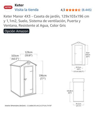 Caseta de jardín Keter Manor 4x3 Gris