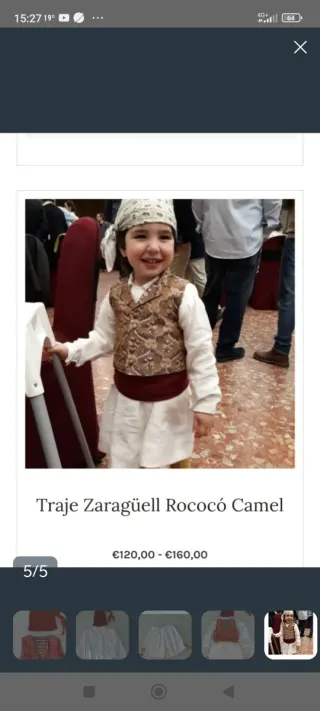 Traje de fallero zaragüell infantil