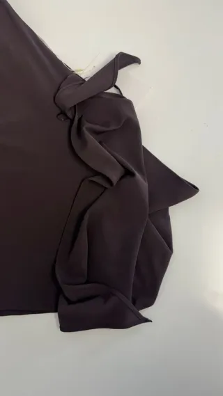 Top Zara Asimétrico Marrón Chocolate Talla M