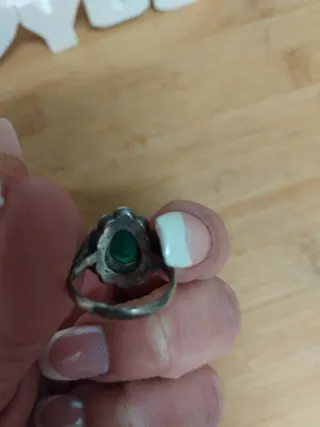 Anillo Plata Antigua Esmeralda y Brillantes y oro