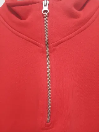 Sudadera Zara Hombre Media Cremallera Roja