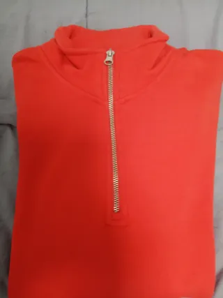 Sudadera Zara Hombre Media Cremallera Roja