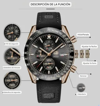 Reloj cronógrafo Benyar negro y dorado