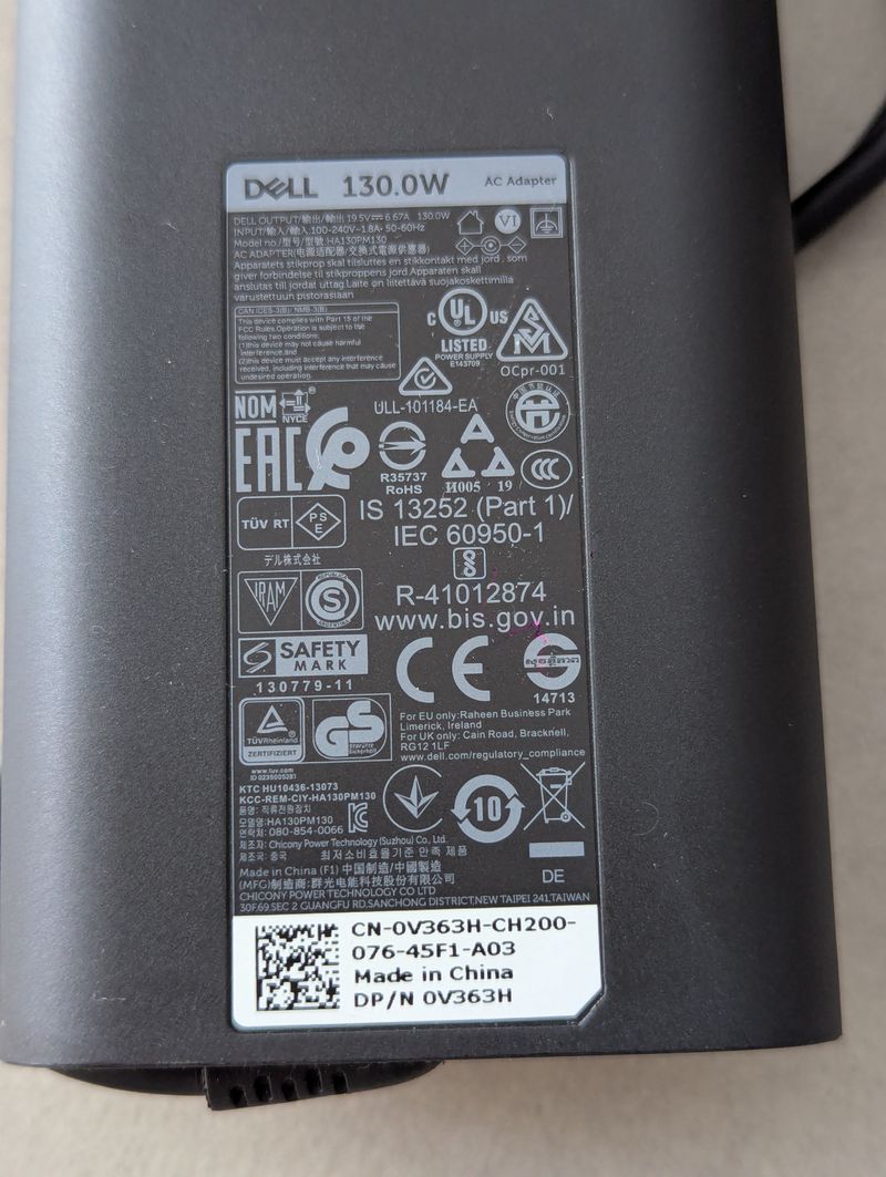 Adaptador Corriente Dell 130W CN-0V363H Original