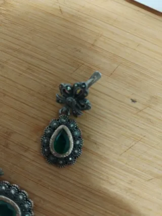 Pendientes Plata con Esmeraldas, oro y brillantes