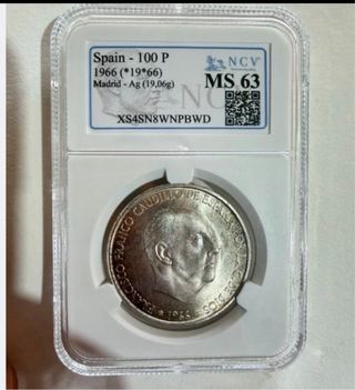 100 pesetas F.Franco 1966*66 MS63. NCV
