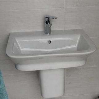 Lavabo Roca Gap Semipedestal + Grifo Hansgrohe