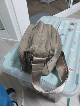 Bolso bandolera mujer beige y verde