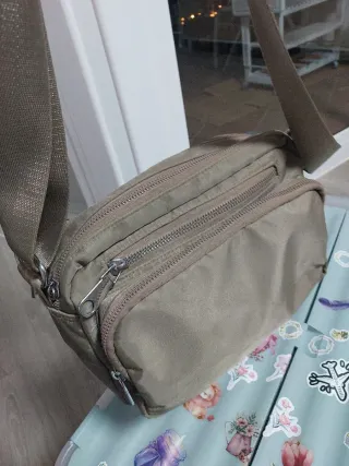 Bolso bandolera mujer beige y verde