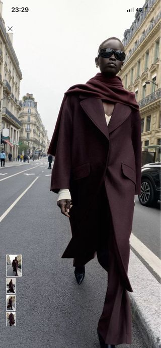 Abrigo oversize lana burdeos