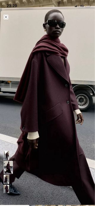 Abrigo oversize lana burdeos