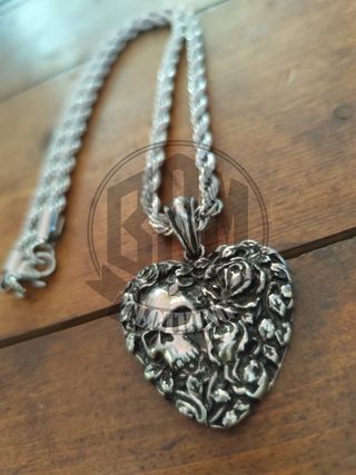 Collana Cuore Teschio Rose