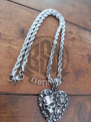 Collana Cuore Teschio Rose